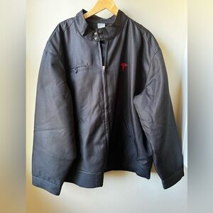 TESLA Quilted Winter Jacket Coat Outerwear Black Classic Embroidered Car Guy 4XL